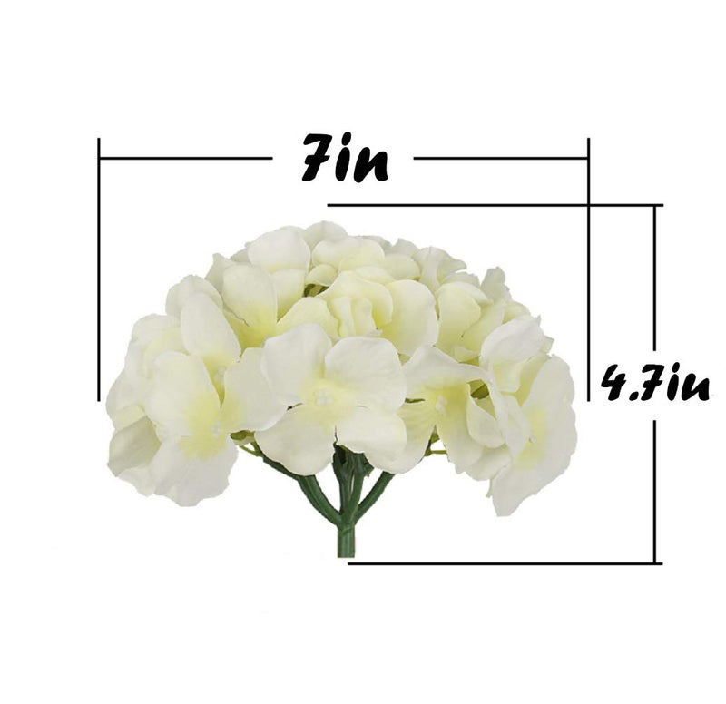 Flojery Silk Hydrangea Heads Artificial Flowers Heads with Stems for Home Wedding Decor Pack of 10 (Ivory) - Image 5